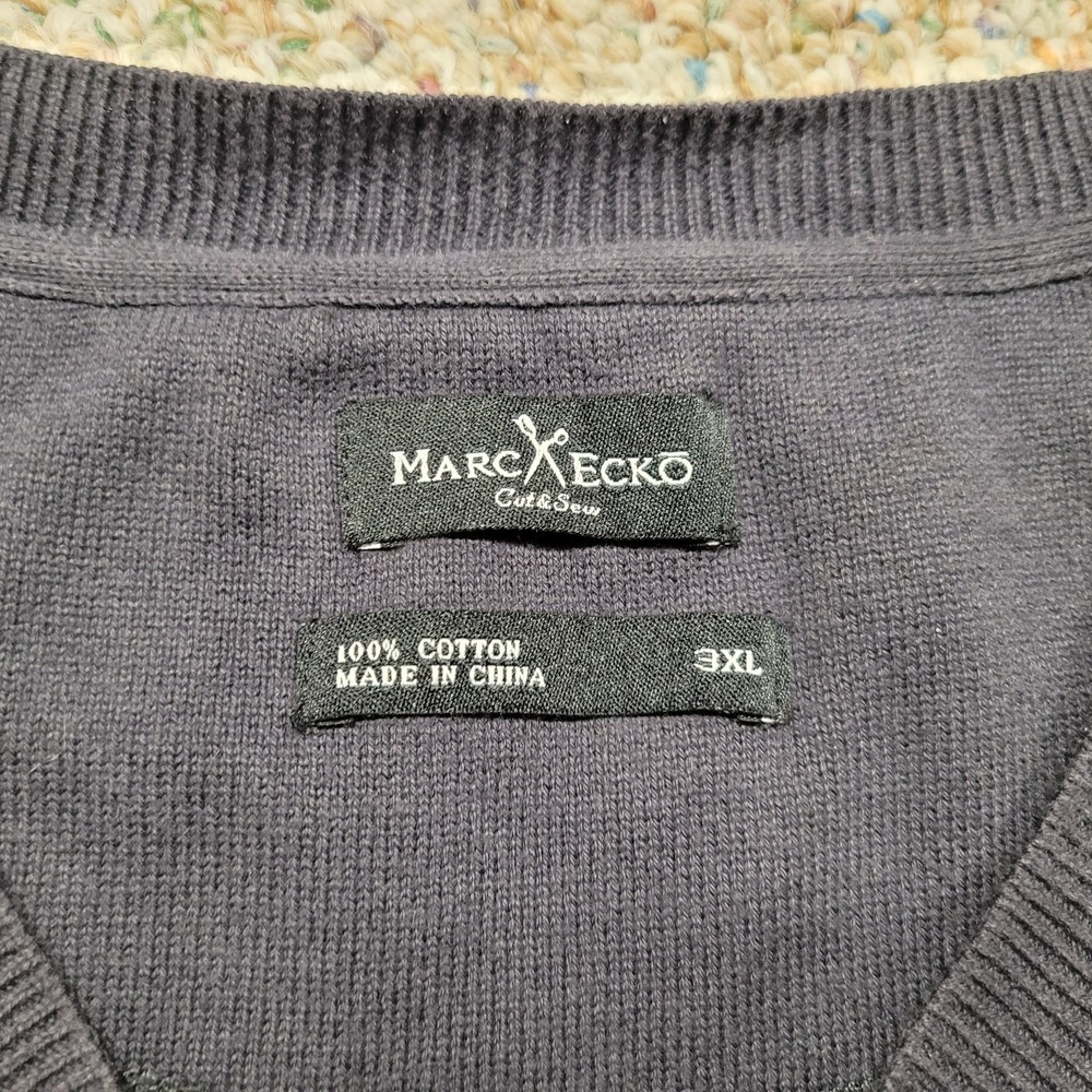 Marc Ecko Sweater Vest Mens 3XL Argyle Preppy Academia Pullover Cotton Cut & Sew - Picture 7 of 13